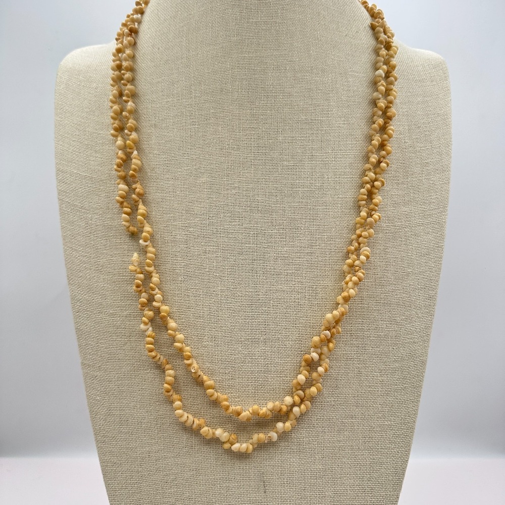 Vintage Puka Shell Necklace Double Strand Boho Women's Jewelry 70s 80s